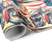 レトロオートバイピンアップ ラッピングペーパー (ロールコーナー)