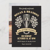 レトロオートバイレース整備士結婚機 招待状 (正面/裏面)