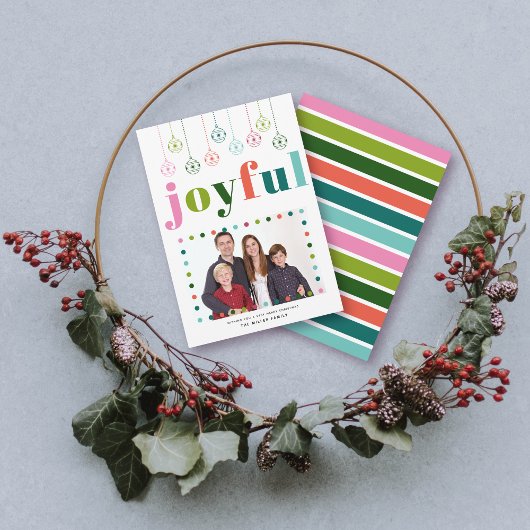 レトロオーナメントうれしそうなタイポグラフィ、クリスマスフォト シーズンカード