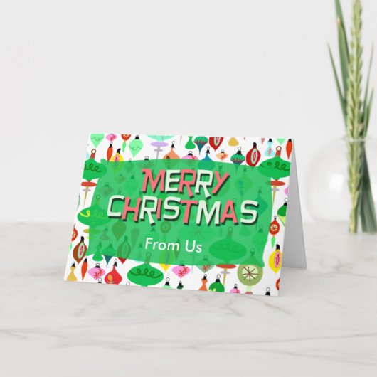 レトロオーナメントおもしろいホリデーズカスタムクリスマス シーズンカード (正面)