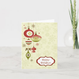 レトロオーナメントと雪 – ハッピーホリデーズ シーズンカード