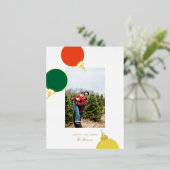 レトロオーナメントクリスマスフォトゴールドフォイル 箔シーズンポストカード (立ち正面)