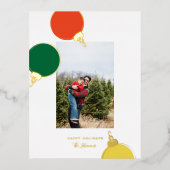 レトロオーナメントクリスマスフォトゴールドフォイル 箔シーズンポストカード (正面)