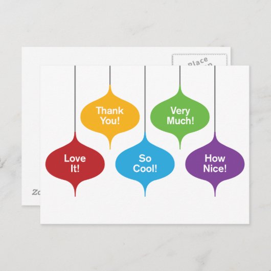 レトロオーナメントクリスマスプレゼントサンキューカード ポストカード (正面/裏面)