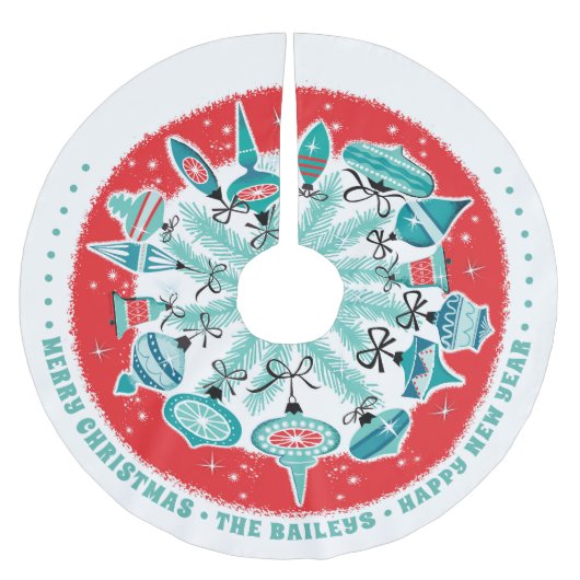 レトロオーナメントツリースカート(名前をカスタムする付) ブラッシュドポリエステルツリースカート (正面)