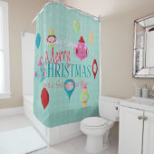 レトロオーナメントティール(緑がかった色)クリスマス シャワーカーテン (インサイチュ)