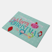 レトロオーナメントティール（緑がかった色）クリスマス ドアマット (アングル)