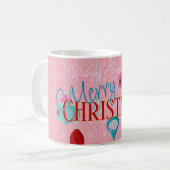 レトロオーナメントピンクのクリスマスの形式 コーヒーマグカップ (正面左)