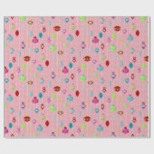 レトロオーナメントピンククリスマス ラッピングペーパー (フラット)