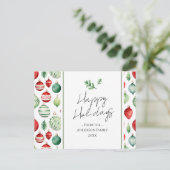 レトロオーナメントファミリークリスマスグリーティング ポストカード (スタンド正面)