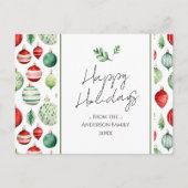 レトロオーナメントファミリークリスマスグリーティング ポストカード (正面)