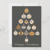 レトロオーナメントフォトクリスマスツリーホリデーカード 招待状 (正面)