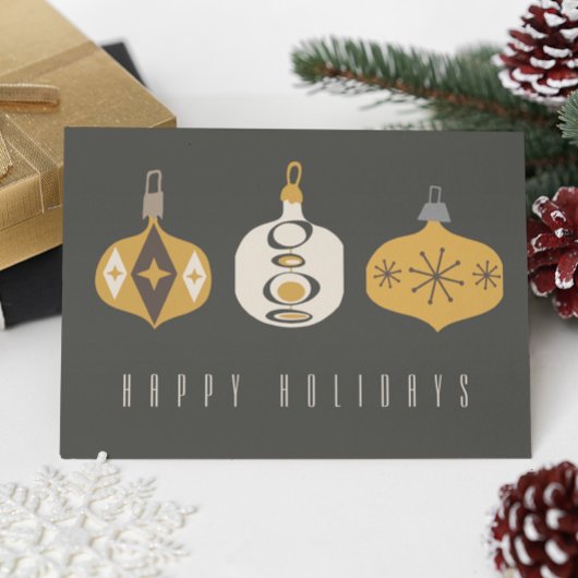 レトロオーナメントフォトクリスマスホリデーカード 招待状