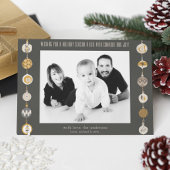 レトロオーナメントフォトクリスマスホリデーカード 招待状