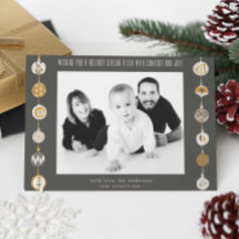 レトロオーナメントフォトクリスマスホリデーカード