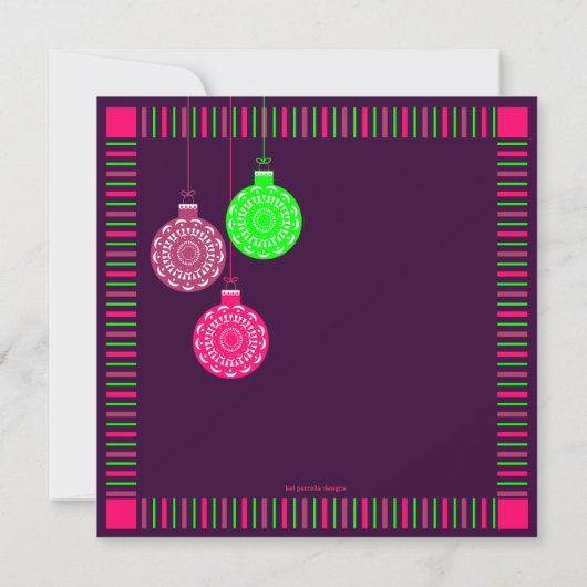 レトロオーナメントホリデーパーティ招待状 招待状 (裏面)