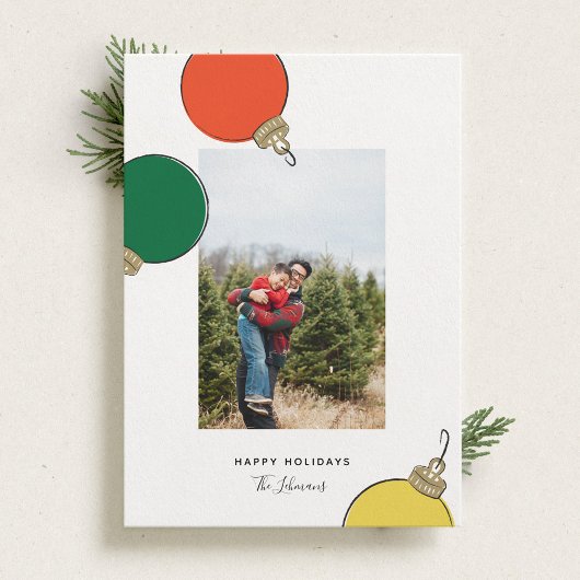 レトロオーナメントホリデーフォトカード シーズンカード