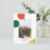 レトロオーナメントホリデーフォトカード シーズンポストカード (スタンド正面)