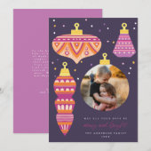 レトロオーナメントホリデー写真カード 招待状 (正面/裏面)