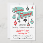 レトロオーナメント交換クリスマス招待状 招待状 (正面)