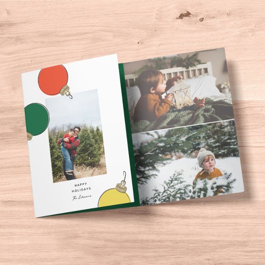 レトロオーナメント写真 三つ折りクリスマスカード