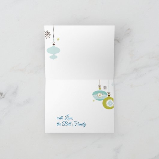 レトロオーナメント、メリークリスマス シーズンカード (内部)