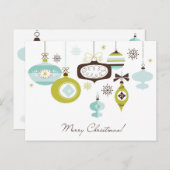 レトロオーナメント、メリークリスマス シーズンポストカード (正面/裏面)