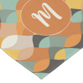 レトロオーバルシェイプオレンジティール（緑がかった色）金ゴールドモノグラム ミディアムテーブルランナー (コーナー)