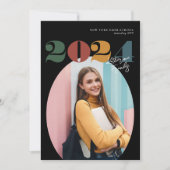 レトロオーバル モダン クラスオブ2024 フォト 卒業式 招待状 (正面)