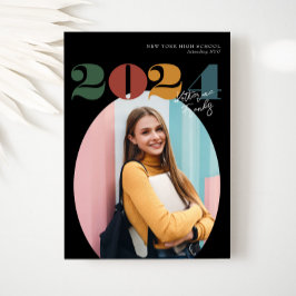 レトロオーバル モダン クラスオブ2024 フォト 卒業式 招待状