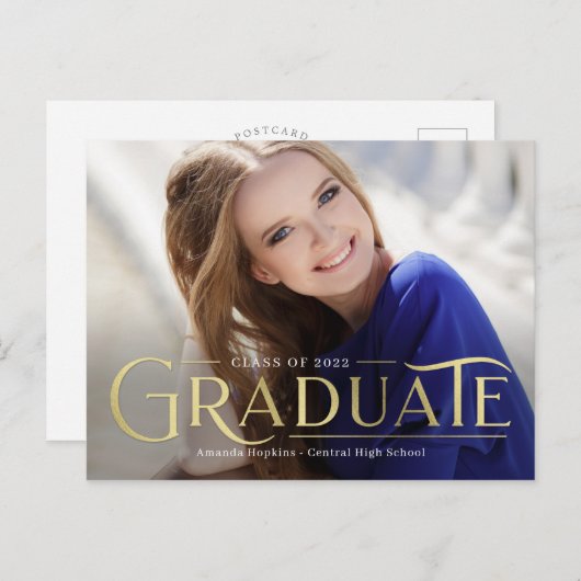 レトロオーバーレイ卒業発表はがき ポストカード (正面/裏面)