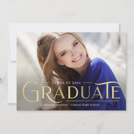 レトロオーバーレイ卒業発表招待状 招待状 (正面)