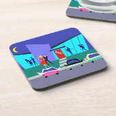 レトロオープンハウスパーティープラスティックコースター コースター (左側)