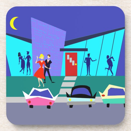 レトロオープンハウスパーティープラスティックコースター コースター (正面)