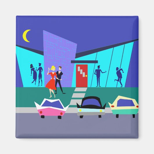 レトロオープンハウスパーティーマグネット マグネット (正面)