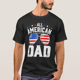 レトロオールアメリカパパヴィンテージ米国国旗のレトロファミリー Tシャツ