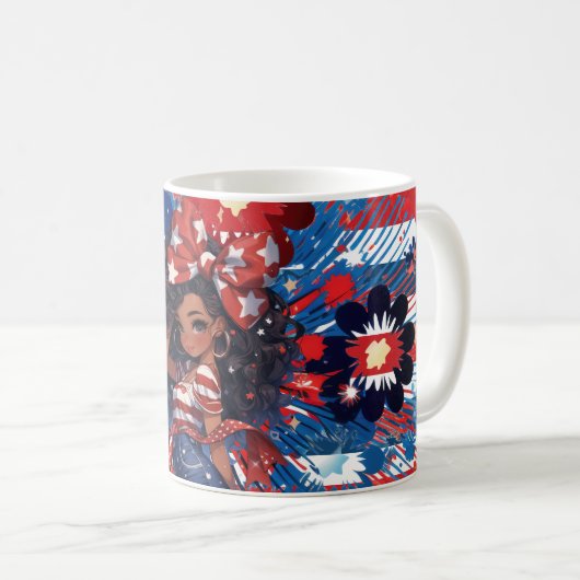 レトロオールアメリカンBabe-4th of 7月かわいい女の子 コーヒーマグカップ (正面右)