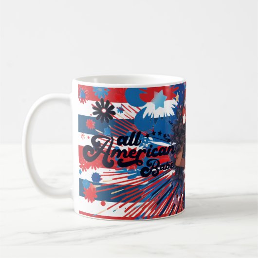 レトロオールアメリカンBabe-4th of 7月かわいい女の子 コーヒーマグカップ (左)