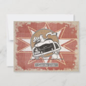 レトロオールドカーセーブ・ザ・デート案内 招待状 (正面)