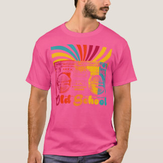 レトロオールドクールスクールポータブルボックスカセットhi tシャツ