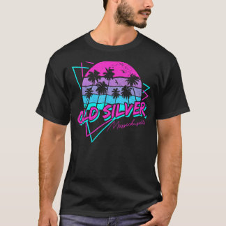 レトロオールドシルバービーチマサチューセッツ州パームツリーソウ Tシャツ