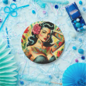 レトロオールドスクールタトゥーピンナップ ペーパープレート (パーティー)