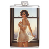 レトロオールドスクールピンアップガール フラスク (正面)