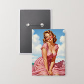 レトロオールドハリウッドグラモールブロンドウーマンピンアップアル 缶バッジ (正面/裏面)