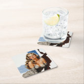 レトロオールドハリウッドビューティフルブロンドウーマン スクエアペーパーコースター (インサイチュ)