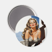 レトロオールドハリウッドビューティフルブロンドウーマン マグネット (正面/裏面)