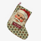 レトロオールドファッションドサンタクロースストッキング ラージクリスマスストッキング (正面 (吊り時))