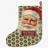 レトロオールドファッションドサンタクロースストッキング ラージクリスマスストッキング (裏面)