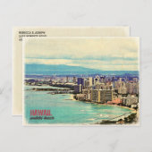 レトロオールドルックハワイオアフアイランドワイキキビーチ ポストカード (正面/裏面)