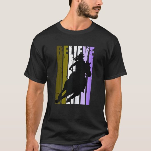 レトロカウガールズ馬乗りヴィンテージ加工馬 Tシャツ (正面)